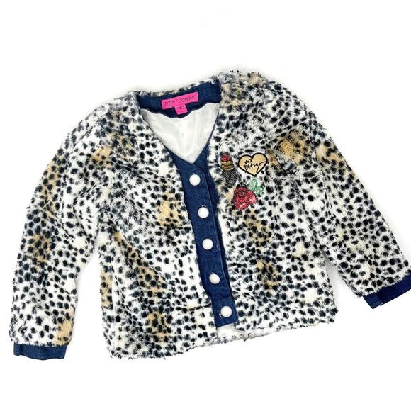 Betsey Johnson Toddler Faux Fur Coat Jacket Cheetah Leopard Cozy Designer Size 5 - Picture 1 of 9